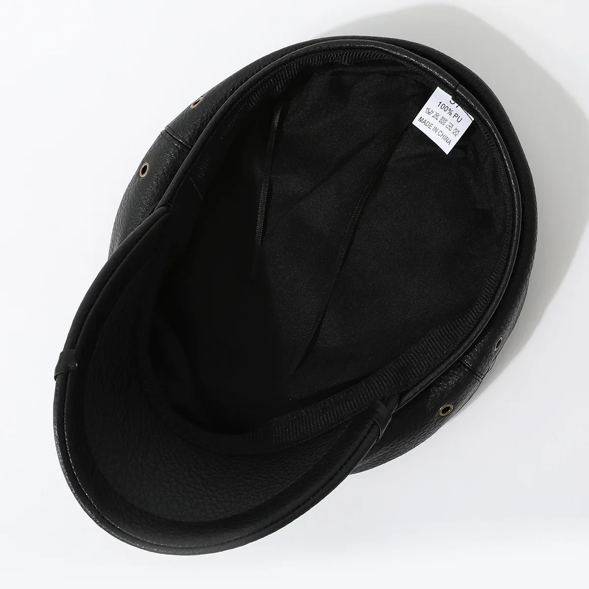 Women Hats Leather Rivet Show Navy Cap Skinny Cap New Niche Punk Hip Hop Wind Beret Black PU Military women military hat mens hat