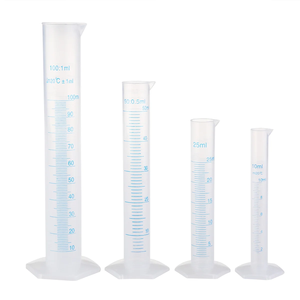 

Cylinder Measuring Graduated Plastic 50Ml Test Tube Set Cylinders Tubes Lab Cup Science Transparent Ml Beakers