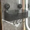 Suction Cup Bathroom Storage Basket Wall Mounted Cosmetic Storage Box Free Punch Shower Shampoo Holder Rack Bath Accessories 6