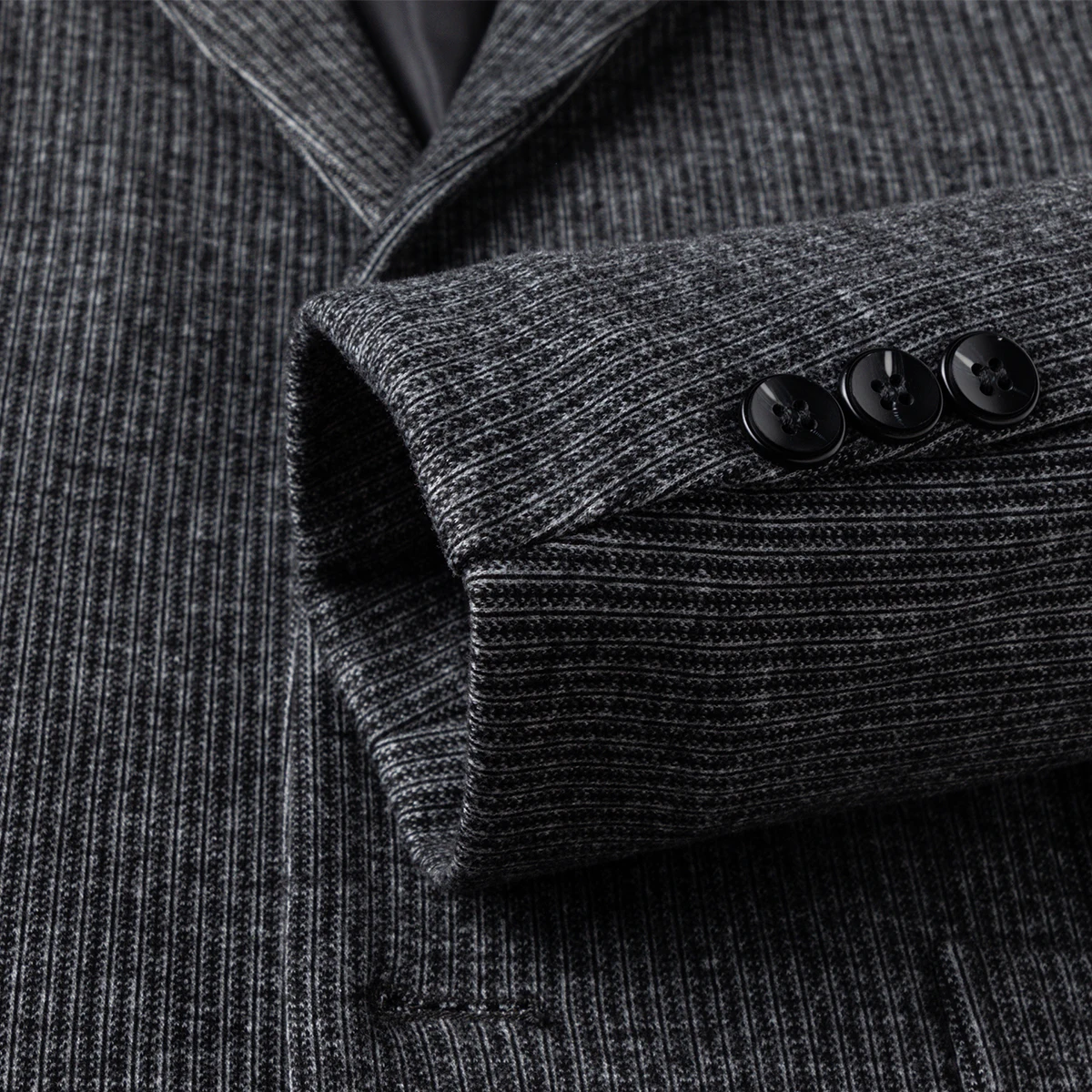 Men's Business Casual Knitted Suit Autumn Winter Wool Elastic Stripes Single Breasted Two Button Pocket Suit