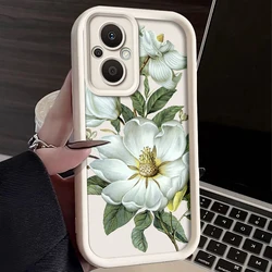 Charming Floral Design Silicone Anti-Drop Phone Case - Soft Protective Cover for Reno7 Lite (WHITE)