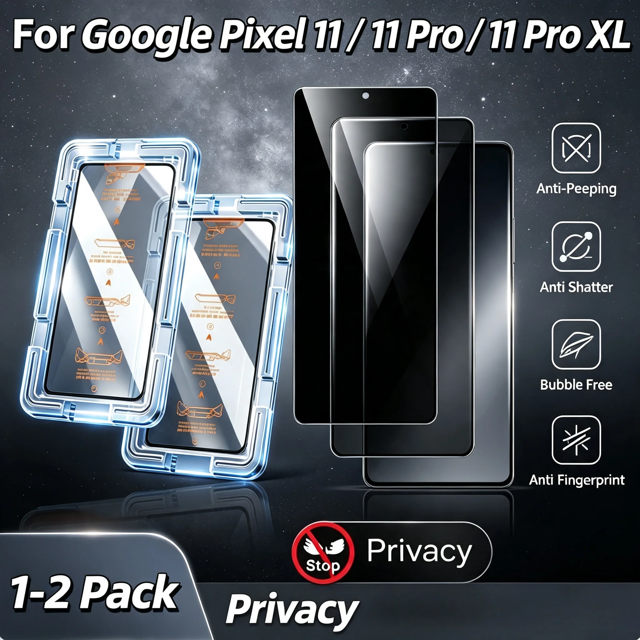 Premium Privacy 9H Anti-Scratch Tempered Glass Screen Protector - Easy Install