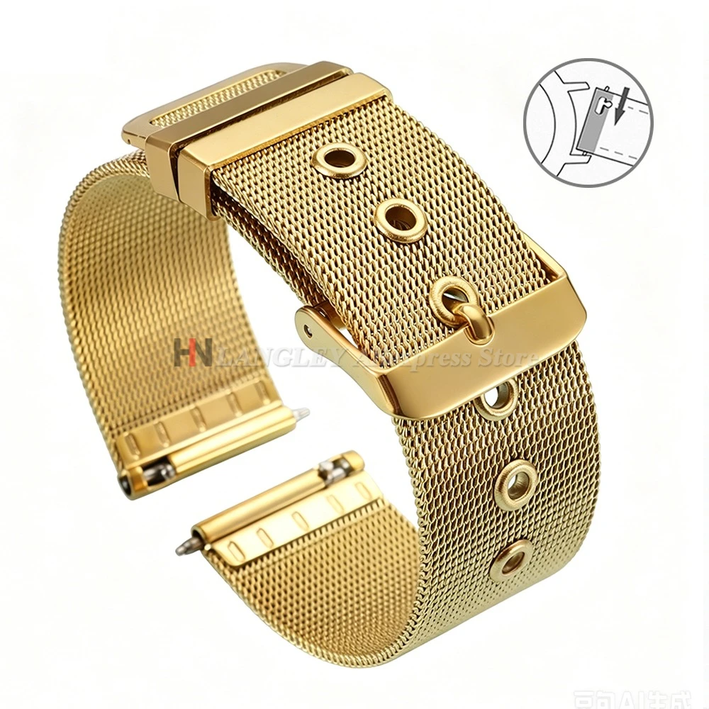 Elegant Milanese Mesh Stainless Steel Watch Band with Quick Release, 1.5mm Thickness