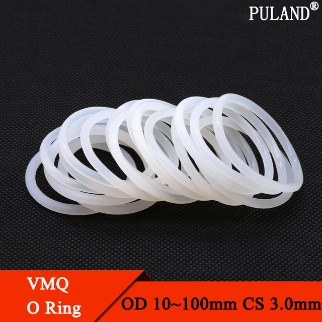 10Pcs Weiß Silikon O Ring Dichtung CS 3mm OD 10 ~ 100mm FoodGrade  Wasserdicht Waschmaschine Gummi