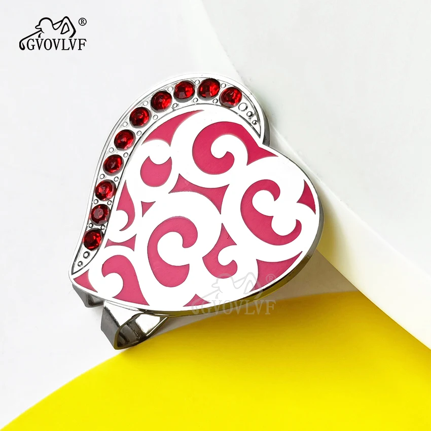 1 piece New Golf LOVE ball Markers Magnetic Hat Clips with Bling Bling Golf Bag Accessories Gift for Women Golfers Pink 3