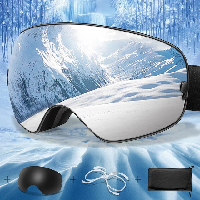 Lunettes de Ski Anti-buée pour hommes et femmes, pour Sports de plein air, snowboard, motoneige, UV400, lentille rechargeable, pour adolescents, cyclisme de noël 1