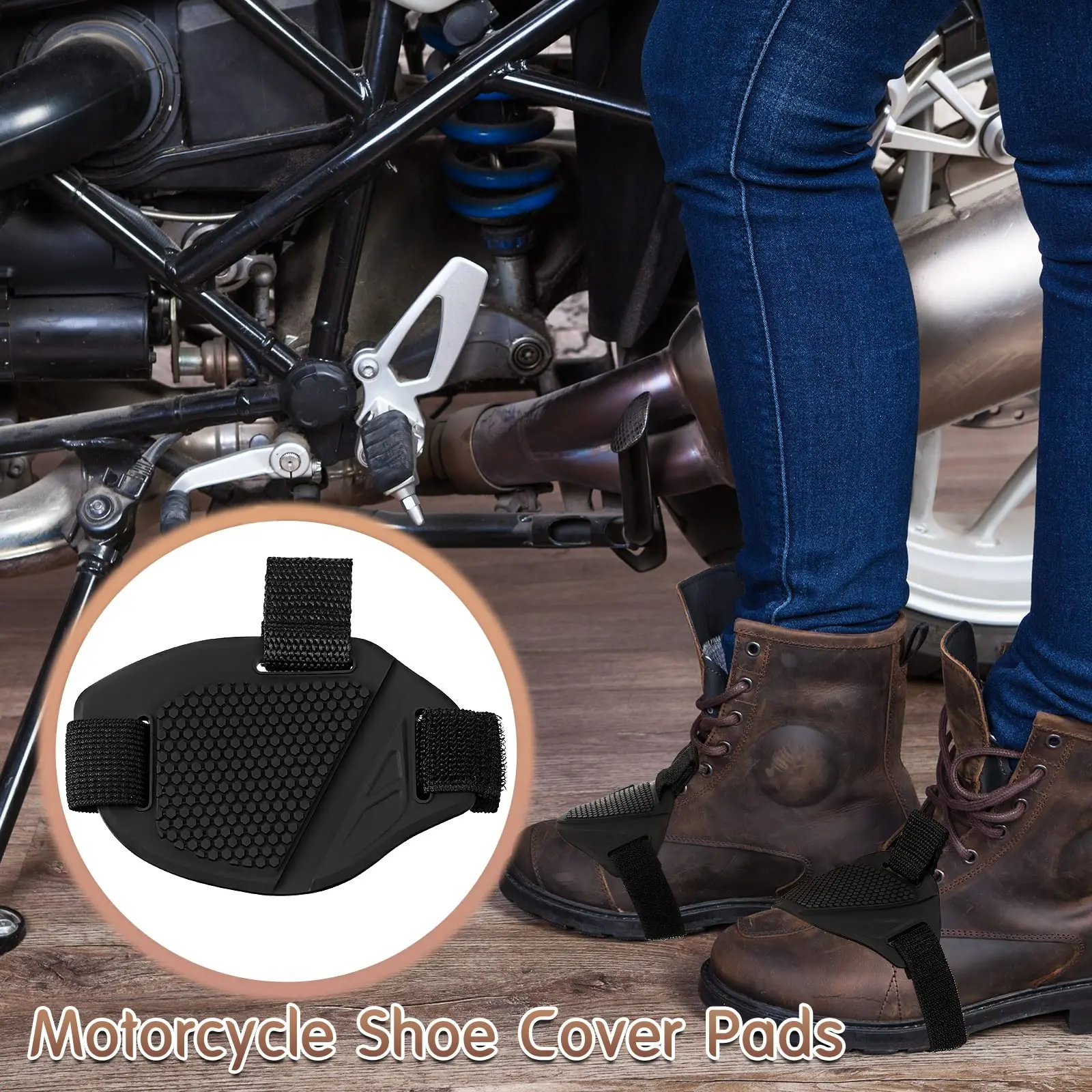 Black Motorcycle Shifter Pad Boot Cover - Rubber Shoe Protector