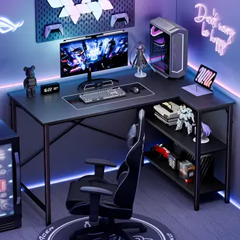 JHK L Shaped Desk 47 Inch Computer Desk Gaming Furniture Corner Desks Home Office PC Table with Reversible Storage Shelves 1