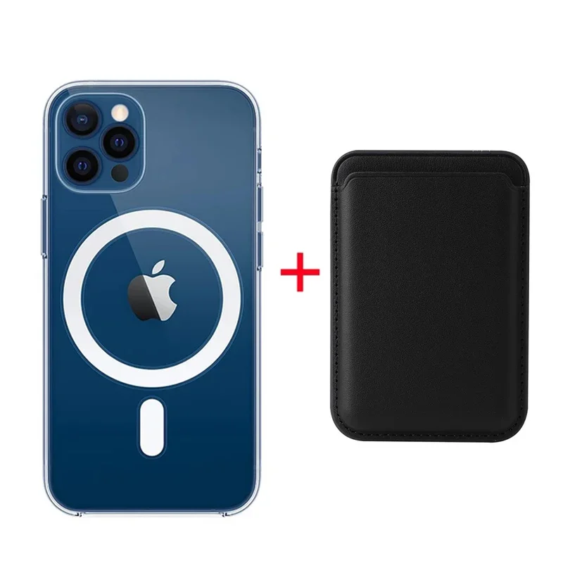 Enhanced Magnetic Card Holder Wallet with MagSafe Compatibility and Clear Protective Cover