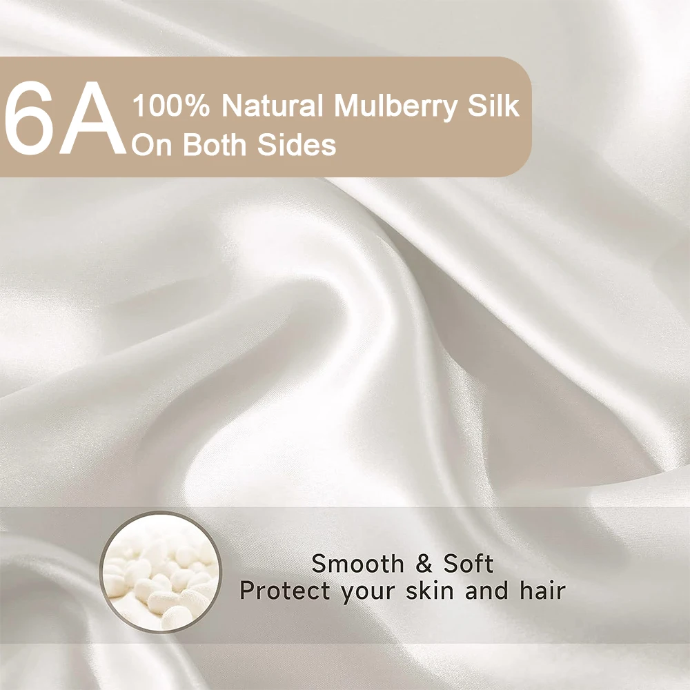 Luxurious 100% Pure Silk Pillowcase with Hidden Zipper - Soft & Breathable, Promotes Healthy Hair & Skin