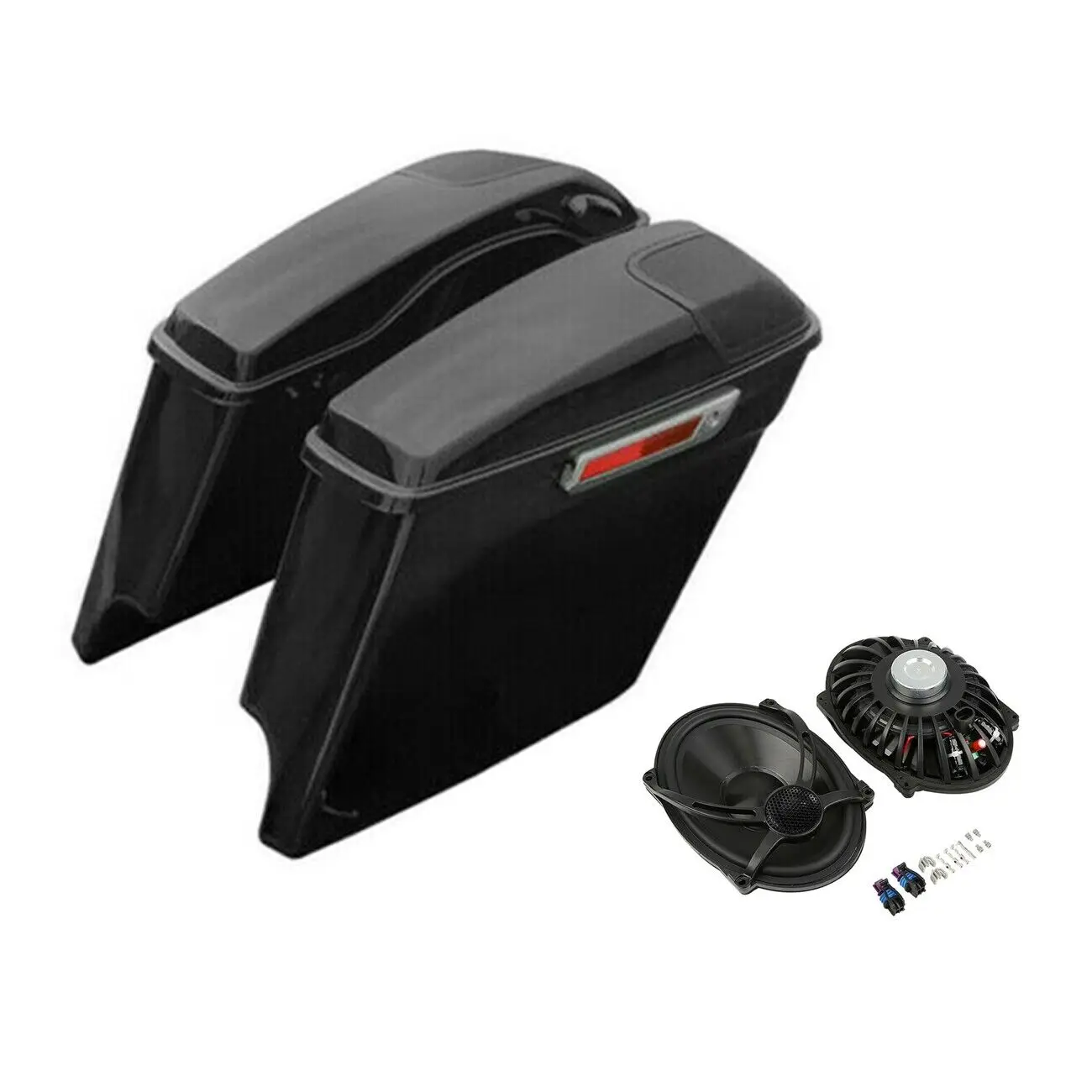 

Motorcycle 5" Stretched Hard Saddlebags For Harley Touring Electra Road Glide Road King Street Glide 2014-2023 18 w/5x7 Speakers