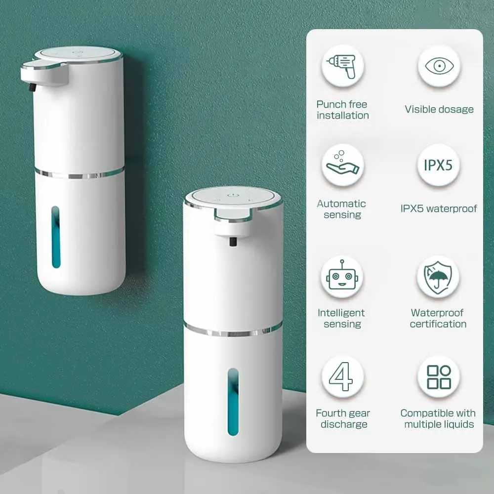 Foam Soap Dispenser Touchless Automatic Soap Dispenser 380ml Sensor IPX5 Waterproof for Bathroom Kitchen
