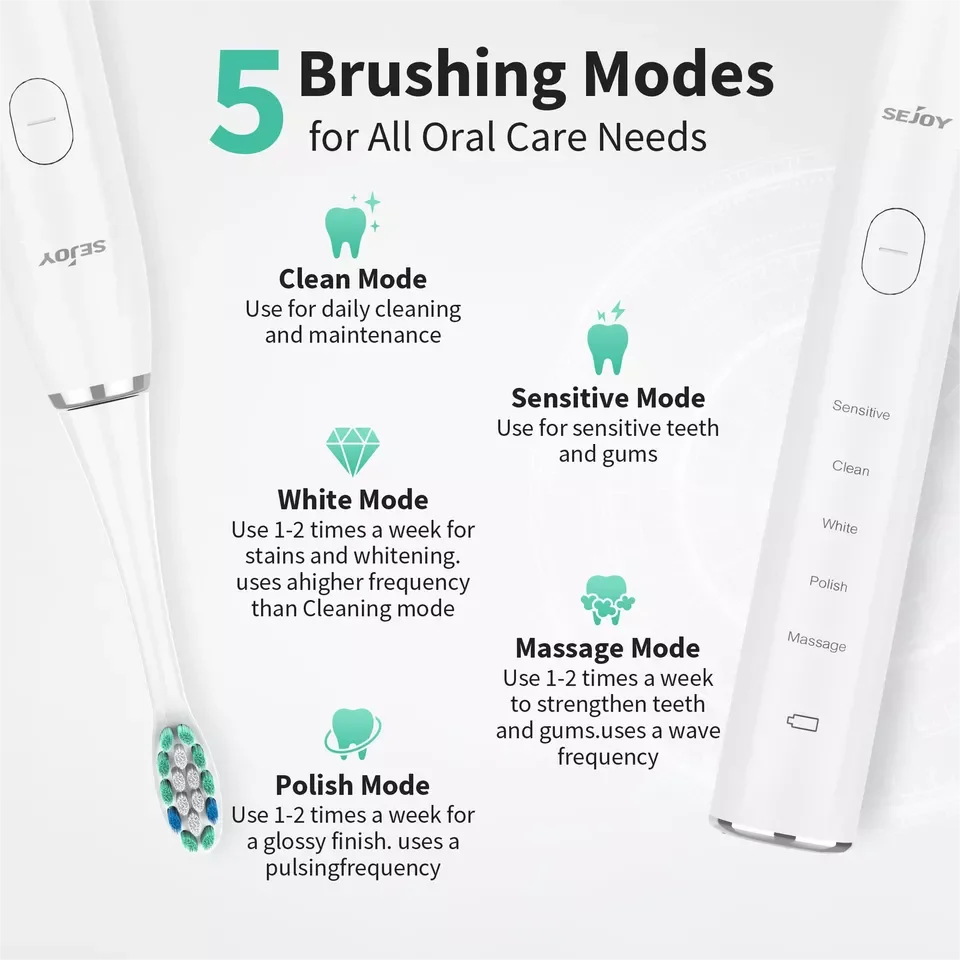 Sonic Expert Clean Electric Toothbrush Rechargeable High Power Vibration 12 Brush Heads 5 Modes electric toothbrush