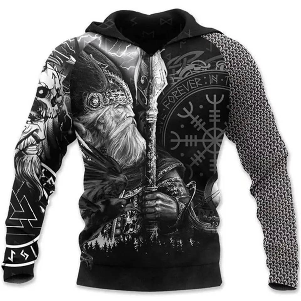 Felpa Con Cappuccio Unisex Viking – Stampa Digitale 3D, Moda Uomo E Donna, Leggera E Sportiva