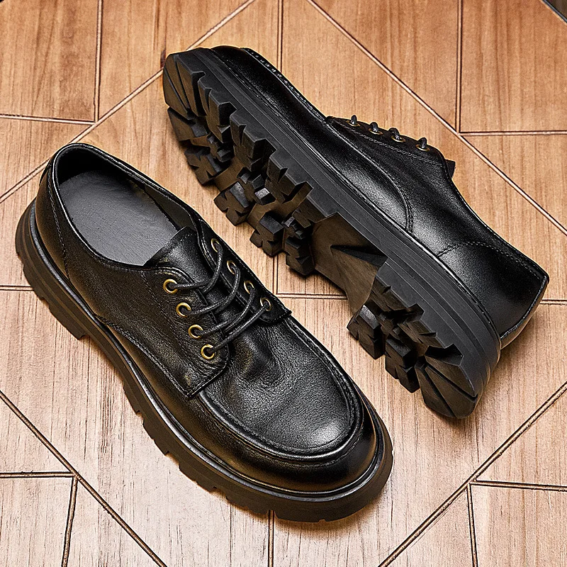 Spring Autumn Luxury Genuine Leather  Casual Shoes Fashion High Quality Loafers Shoes Men Lace-Up Men Dress Shoes