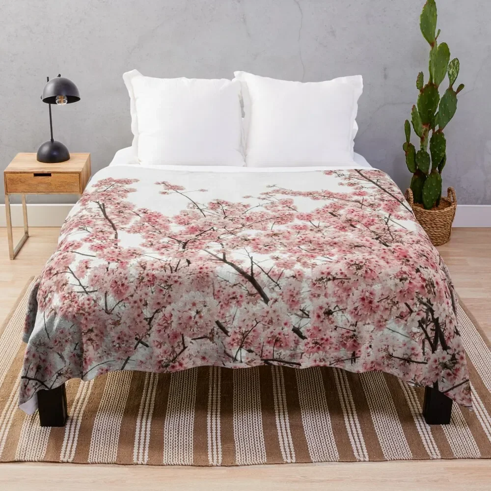 

Minimal Japanese Cherry Blossom Throw Blanket Soft Plush Plaid Luxury Brand Summer Beddings Single Blankets