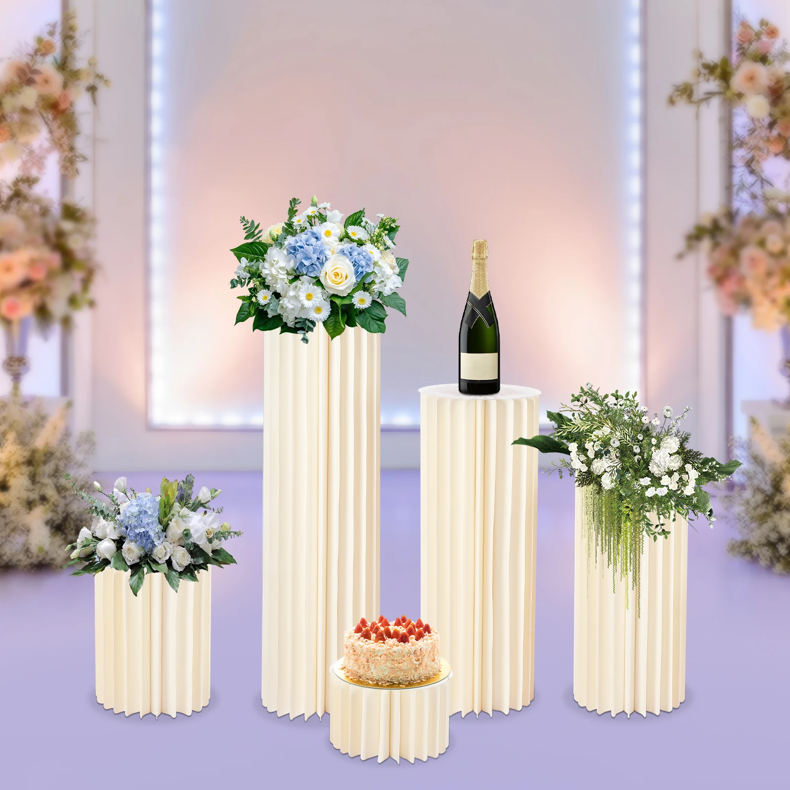 3/5pcs Wedding Centerpieces Cardboard Set Flowers Display Stand Cylinder Paper Columns for Wedding Party Decoration