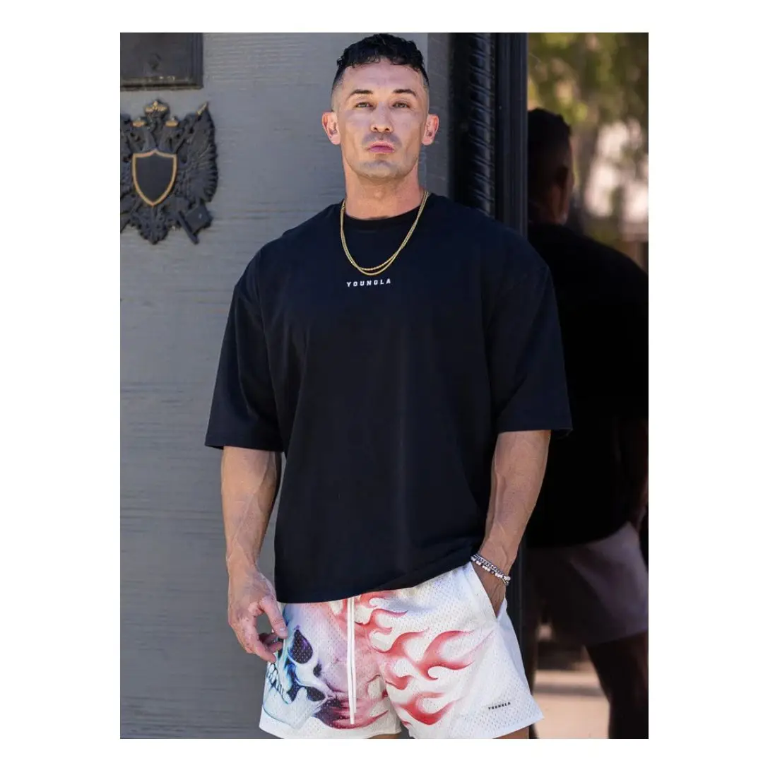 Men's Oversized T-Shirt Summer New Sports Fitness Cotton Crew Neck printing Short Sleeve Joggers Gym Running Training T-Shirts 3