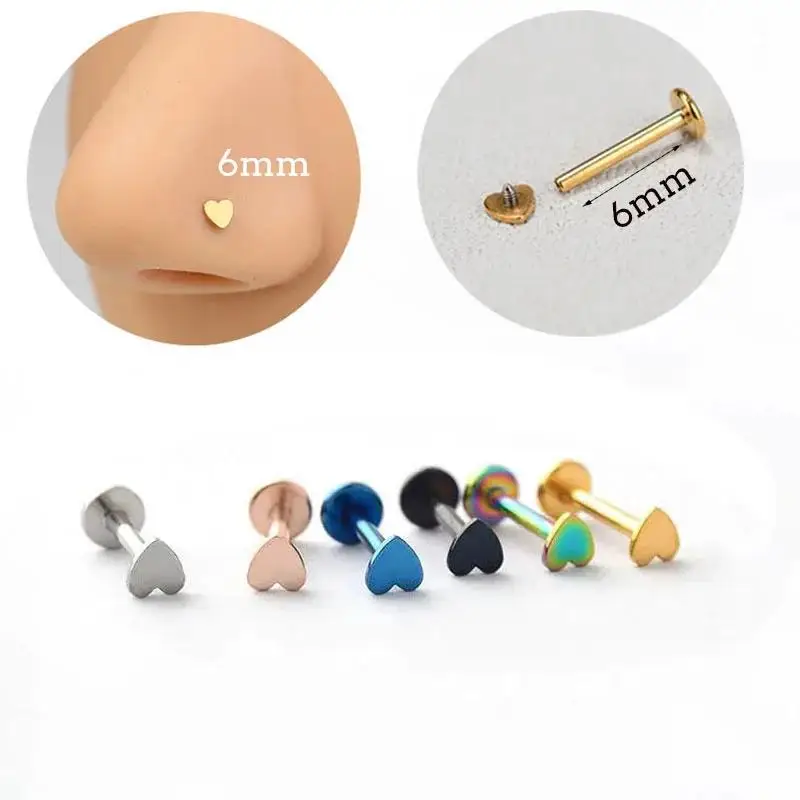 1PC Titanium Steel Ear Tragus Cartilage Helix Daith Piercing Stud Earrings for Women Star Moon Labret Piercing Lip Nose Ring 16G 4