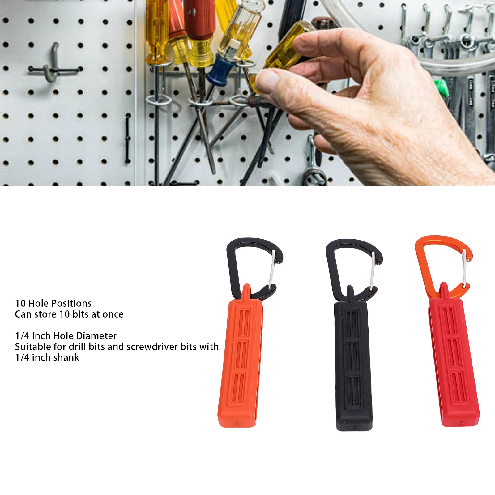 10 Hole Bit Holder 1/4 Inch Shank Screwdriver Drill Bit Storage Organizer with Clip Hook Bit Holder Screwdriver Bit Holder