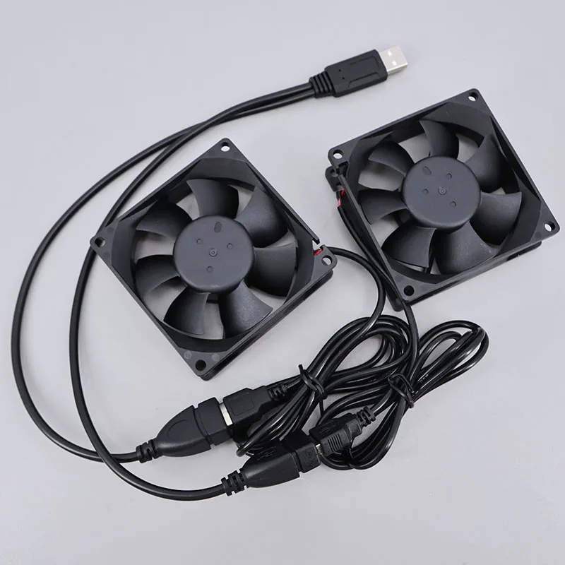 듀얼 40mm 50mm 60mm 80mm 90mm 120mm DC 5V 전원 공급 USB 팬, AV 리시버 DVR 냉각용 2 in 1 USB 케이블 포함