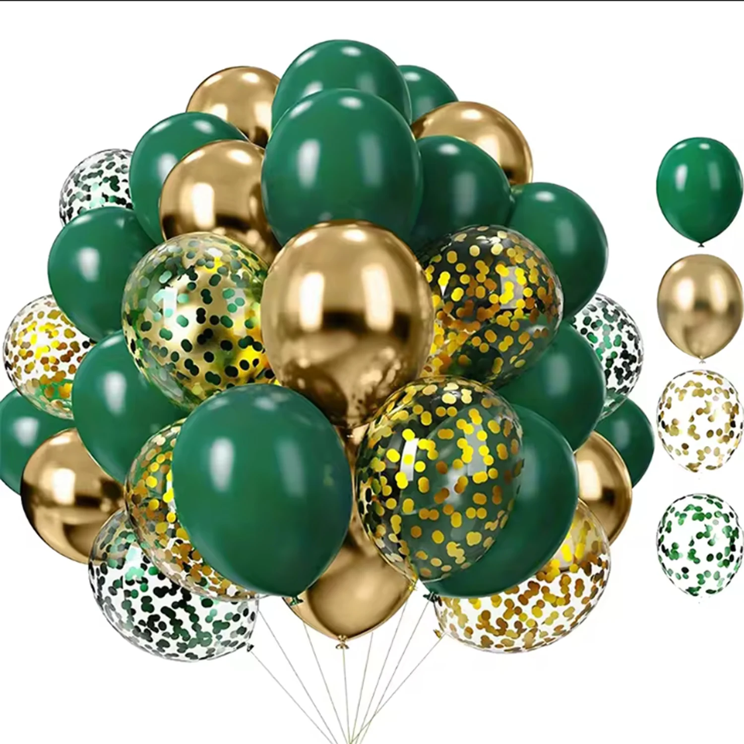 44-teiliges grünes Ballonset in verschiedenen Farben, geeignet für Geburtstage, Hochzeiten, Partys, Abschlussfeiern