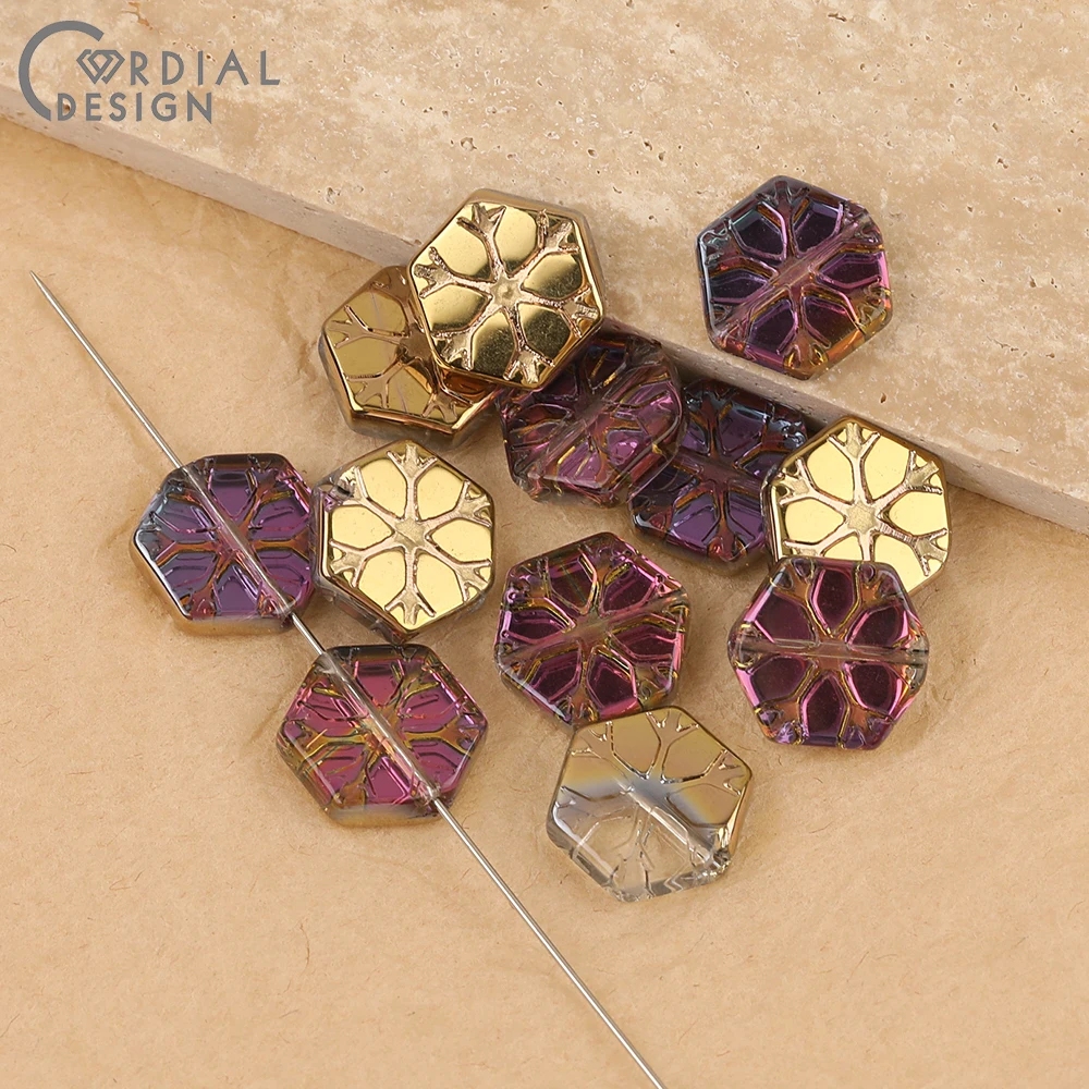 Cordial Design 15*16MM 200pcs Aurora Effect/DIY Glass Bead/Carving Effect/Hand Made/Geometry Shape/Jewelry Findings & Components - cordial