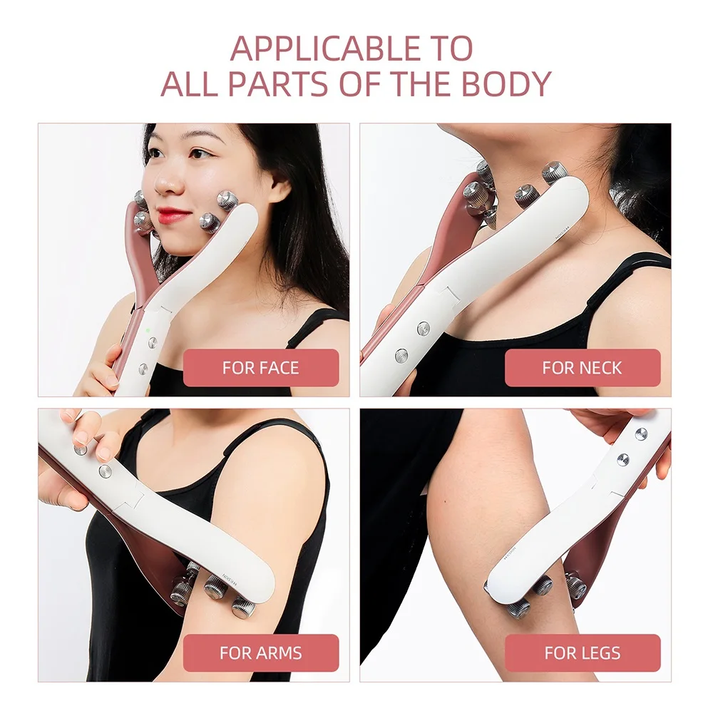 3-IN-1 Electric Face&Body Slimming V-shape Massager RF Skin Lifting Rolling Slimmer Anti-Cellulite Double Chin Fat Remove Roller
