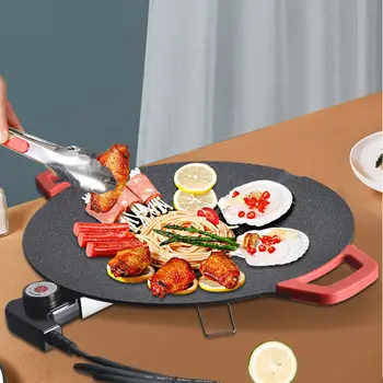다기능 원형 바베큐 스토브 가정용 전기 바베큐 냄비, 무연 논스틱 그릴, EU 영국 미국 플레이트, 110V, 220V, 1350W
