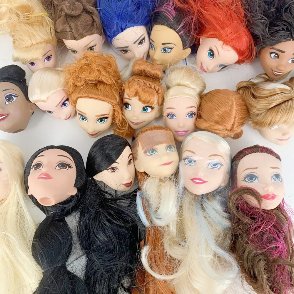 10/20pcs 1/6 Princess Anna Elsa Mermaid Doll Heads Toy for Girls Diy Fashion Doll Head Accessories Dressing Collection Toys