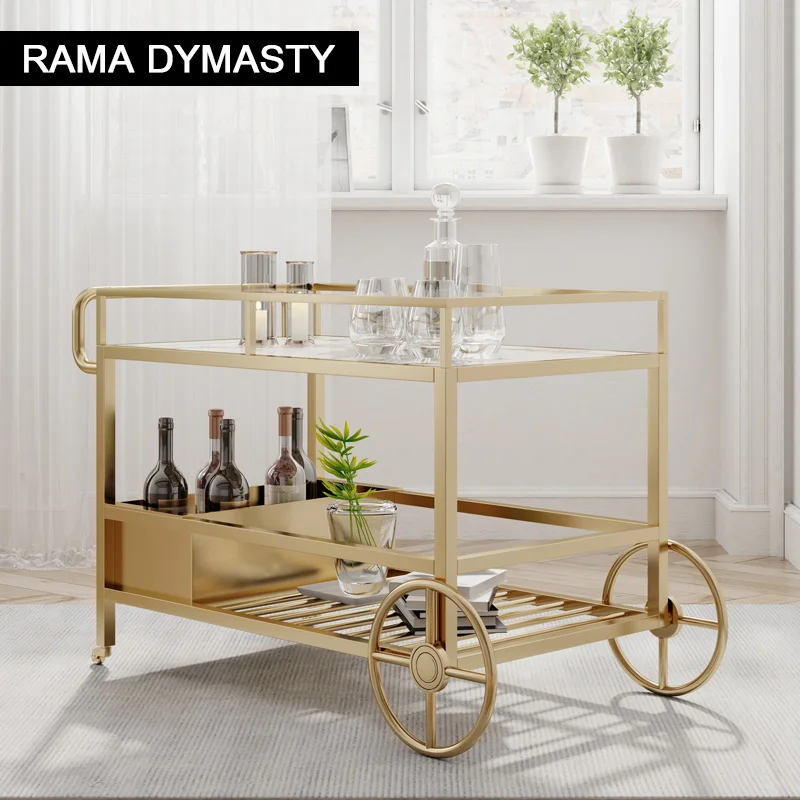 Dining Cart Trolley Hotel Commercial Restaurant Mobile Cake Delivery Stainless Steel Multi-Functional Hand Push Household Wine C