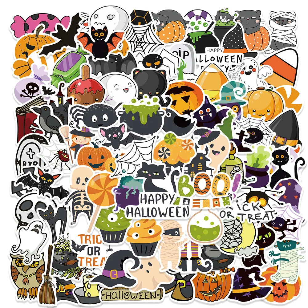 

10/30/50PCS New Trend Animation Cartoon Halloween Graffiti Cup DIY Waterproof PVC Graffiti Sticker Wholesale of Personality Toys