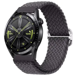 Braided Nylon Loop Strap - 22mm Premium Replacement Bracelet for Amazfit watch 42mm (Charcoal grey)