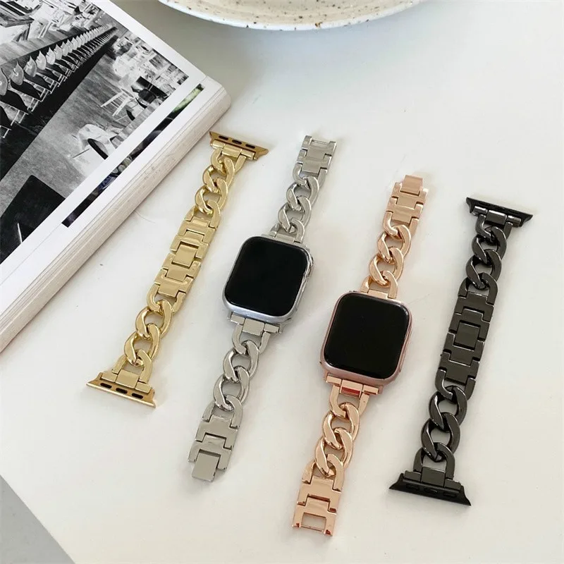 Sleek Metallic Chain Watch Strap