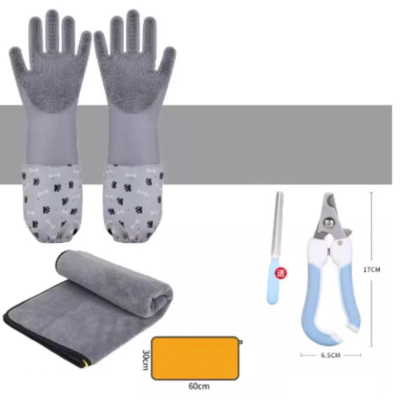 Pet Bathing Gloves 1PC Dog & Cat Grooming & Cleaning Nail Clippers Absorbent Towel Massage Brush Sticky Hair Sticker Pet Supplie