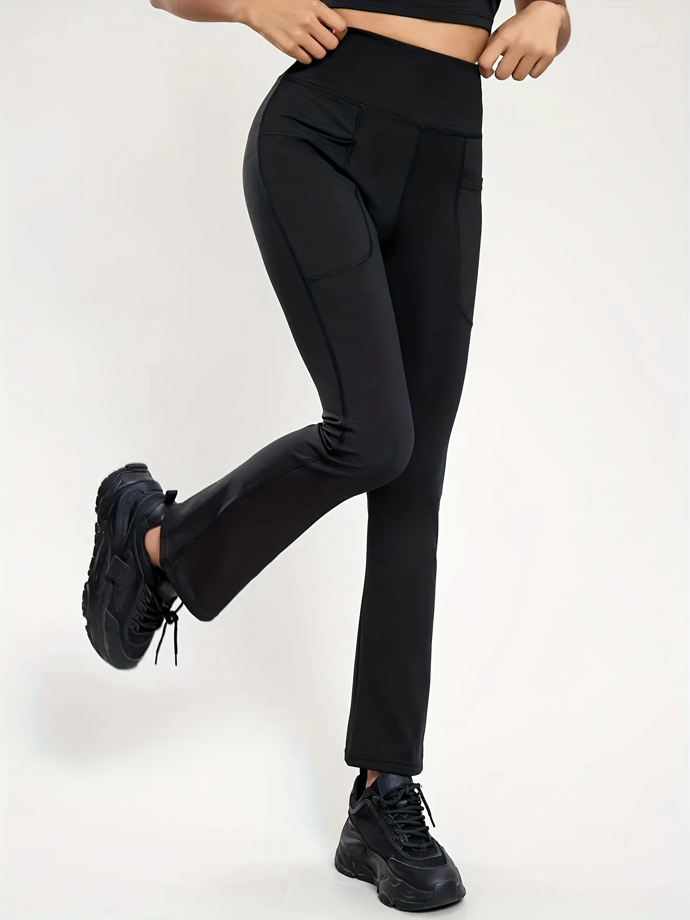 JSC Flare Women Leggings Solid Casual Yoga Wear Sports Bell Bottoms Pants High Waist Stretch Fitness Slim Training Leggins