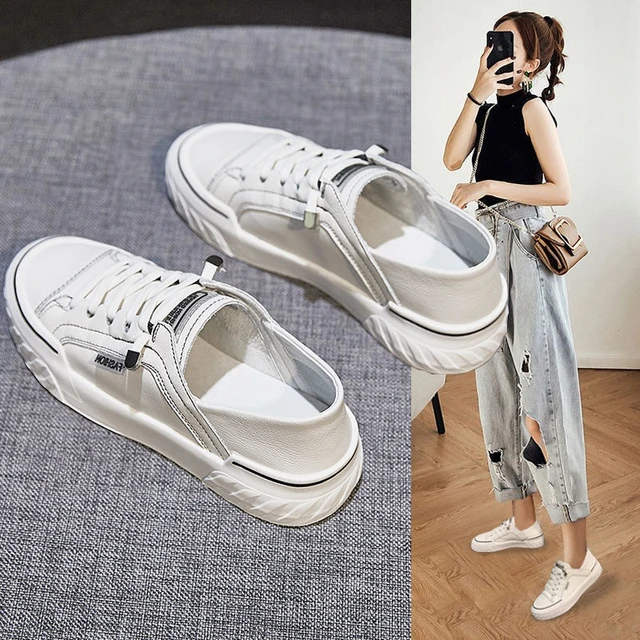 Zapatillas Deportivas Blancas Para Mujer, Tenis De Lona, Informales,  Planas, Sin Tacón, Para Primavera Y Otoño, 2023 - Calzado Vulcanizado De  Mujer - AliExpress