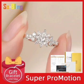 So-Bling Anello Moissanite da 2 ct con diamanti Principessa Anelli in argento sterling 925 per le donne Elegante regalo per feste di gioielleria raffinata