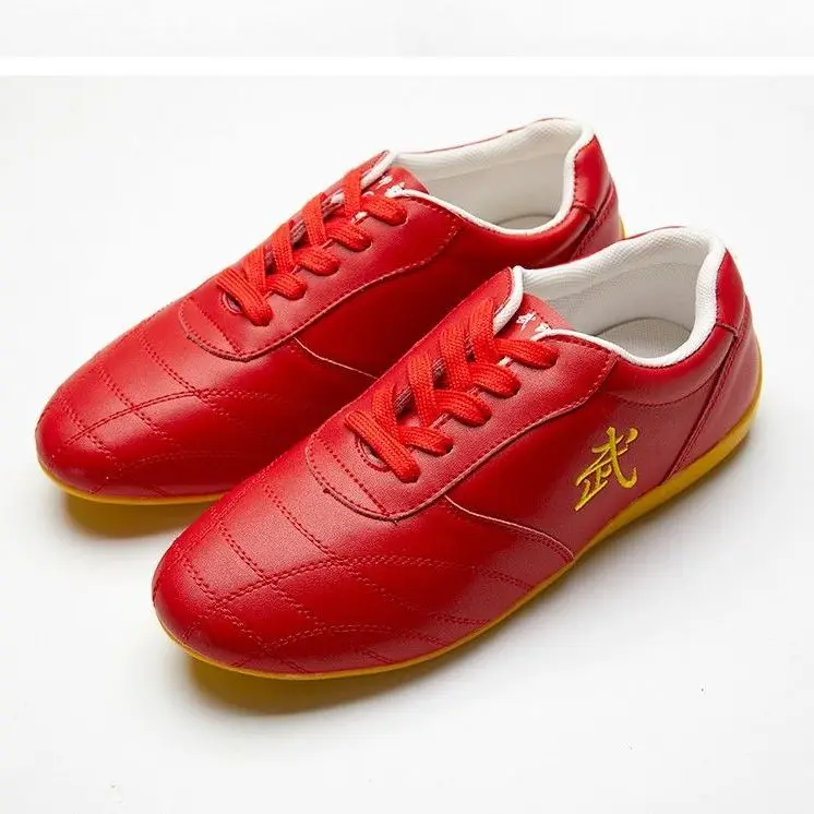 Professional Wushu Taiji Shoes Men and Women Leather Taekwondo Shoes Couple Neutral Taiji Good