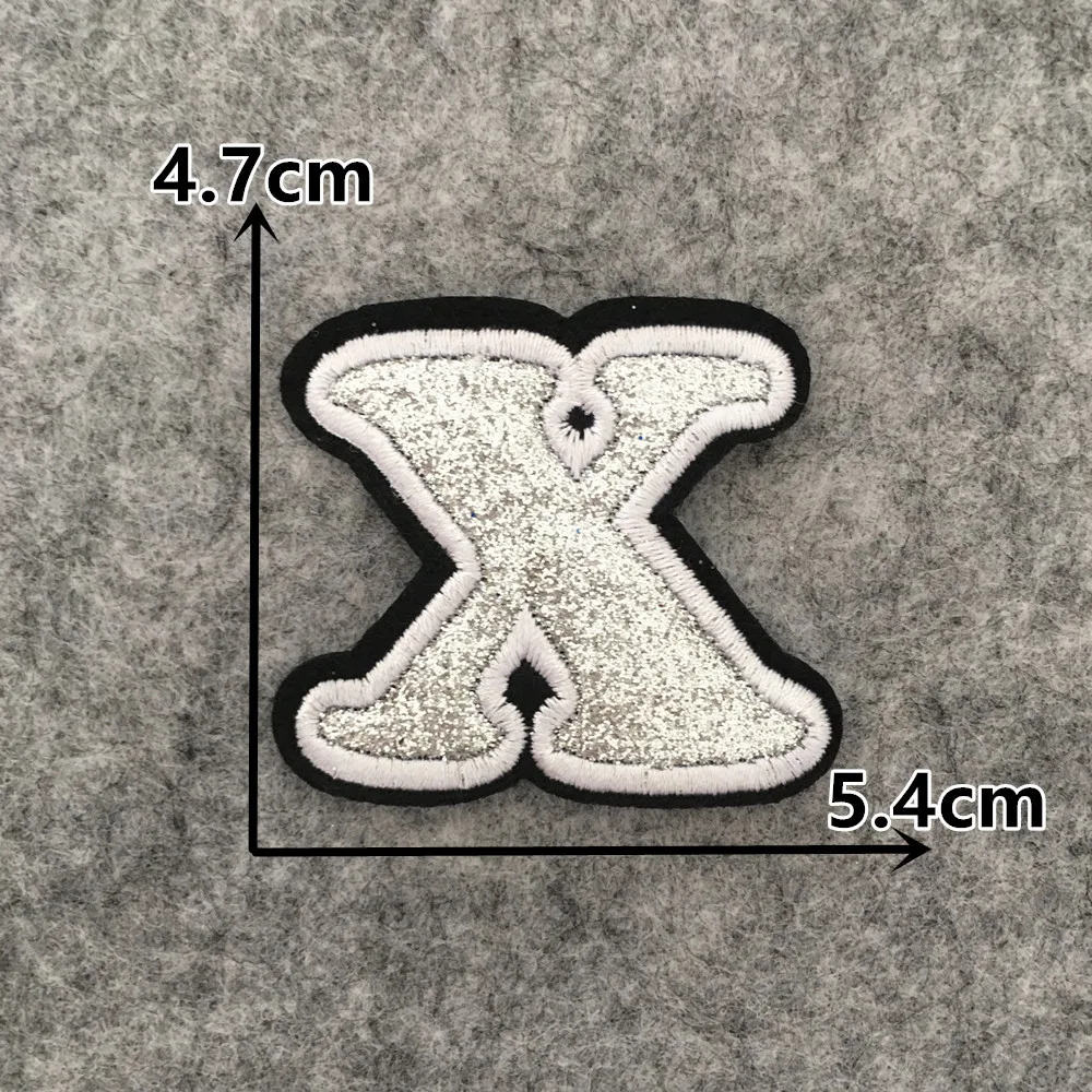 English Silver Letters Embroidery Iron-On Patches - Hot-Melt Adhesive DIY Clothing Embellishments (Set of 26)