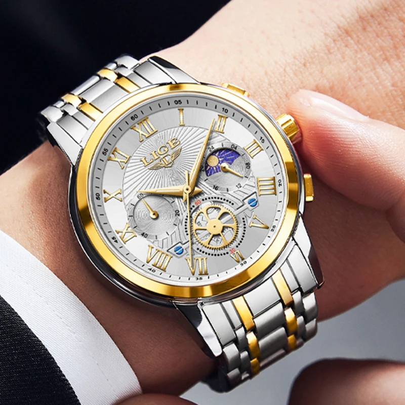 New LIGE Luxury Business Man Wristwatch Waterproof Luminous Men Watch For Men Quartz Clock Stainless Steel  Men\'s Watches reloj