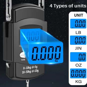 Alternative view of 50kg/10g Portable LCD Electronic Hand Scale Travel Hanging Scale with 100cm Long Retractable Measuring Tape