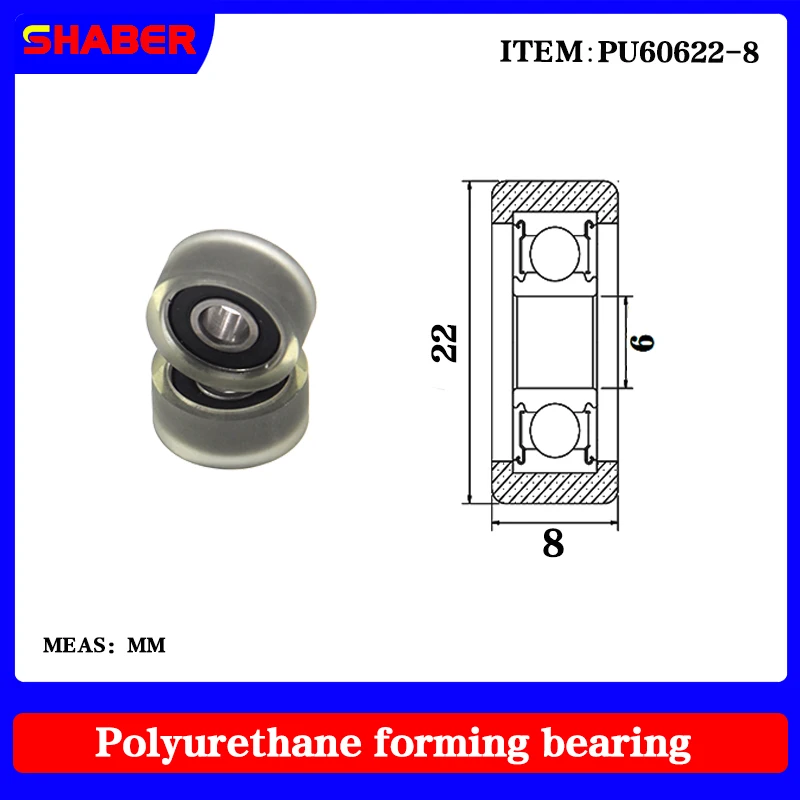 

【SHABER】Factory supply glue coated bearing pulley guide wheel PU60622-8 polyurethane formed bearing