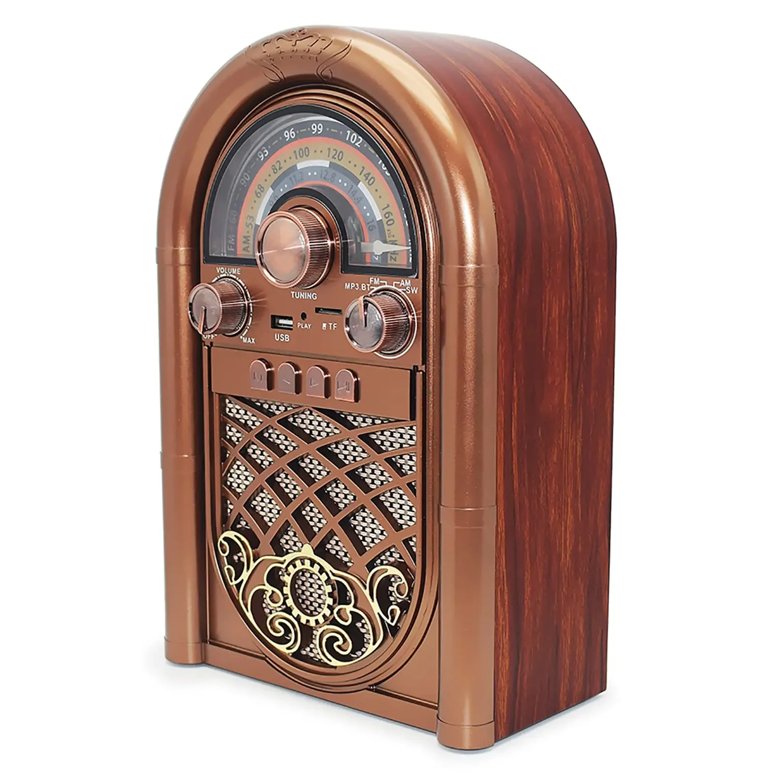 

Retro Nostalgic Radio Wireless Bluetooth Speaker Card Audio Desktop FM Medium Wave Short Wave High-end Radio Supports 220V/110V