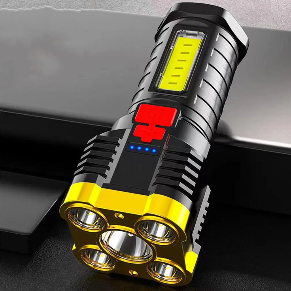 

5LED+COB Portable Flashlight COB Side Light Lightweight Outdoor Lighting USB Rechargeable Camping Torch Searchlight For Camping