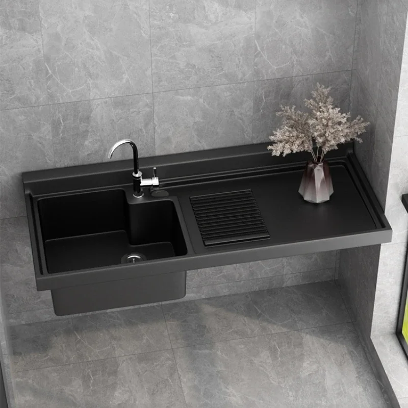 

Balcony Washing Machine Integrated Counter Basin with Washboard Bathroom Wash Wash Household Quartz Stone Laundry Tub