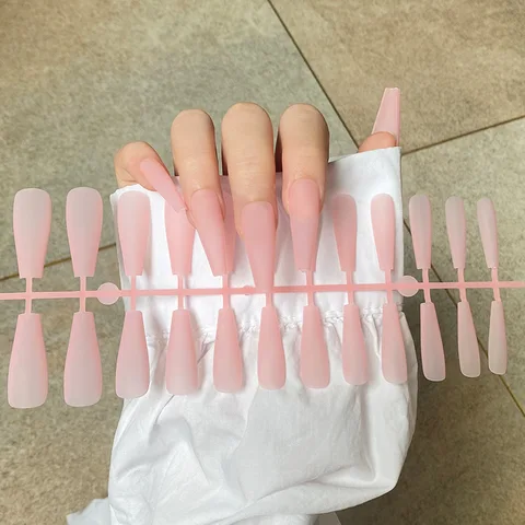 False Nail Tips Solid Color Matte Super Long Coffin False Nail Ballet Press on Nails Tips for Artificial Fingernails