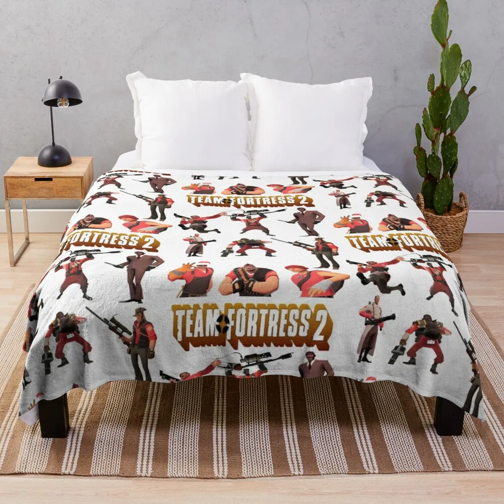

Team Fortress 2 - All Characters / Classes with TF2 Logo Throw Blanket Stuffed Blankets Single Blanket