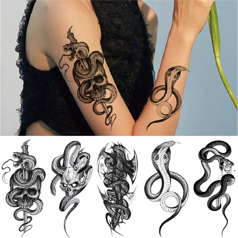 

Disposable Fake Tattoo Cool Style Snake Series Tattoo Waterproof Sweatproof Tattoo Temporary Body Sticker