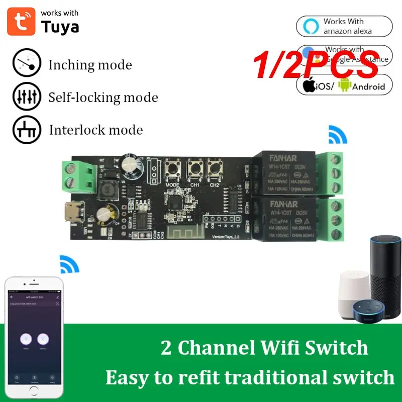 

1/2 шт. реле Wi-Fi Tuya, умный модуль переключателя, 1/2/4 канала, постоянный ток, 5-32 В, модуль переключателя Smart Life, модуль управления приложением, ввод таймера